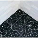Blomma Honed Marble Mosaic Tile in Nero