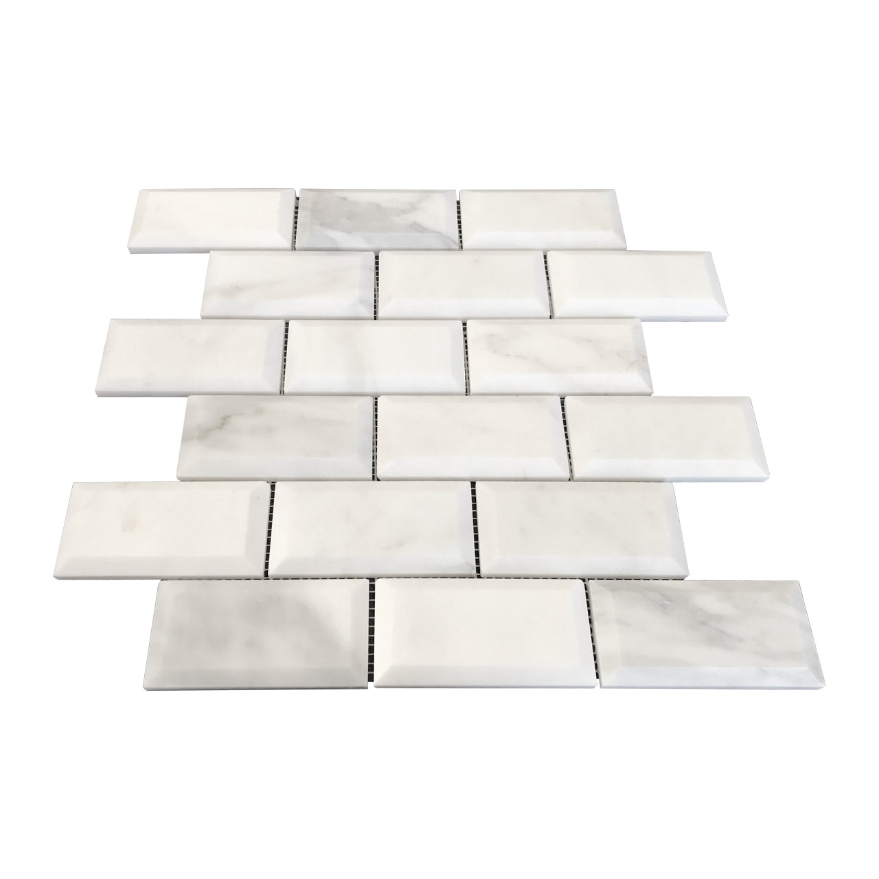 Calacatta Gold Italian Marble 2x4 Wide Bevel Subway Mosaic Tile Polished