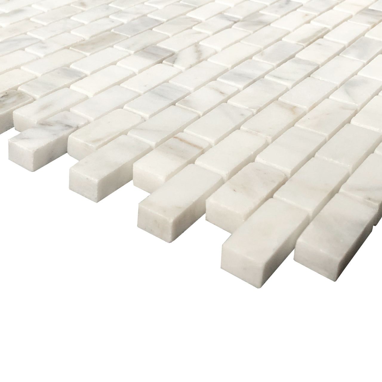 Calacatta Gold Marble Mini Brick Mosaic Tile Honed