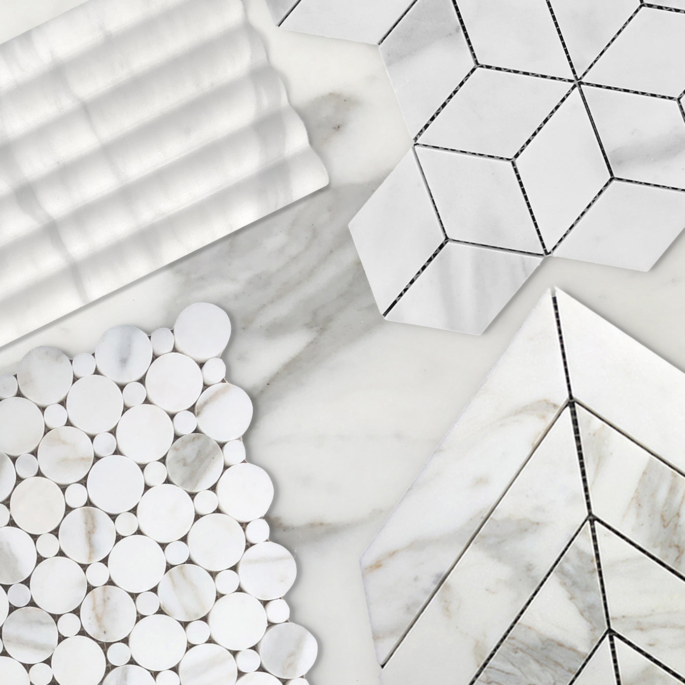 Calacatta Gold Italian Marble 6x24 Flute 3D Dimensional Tile Honed