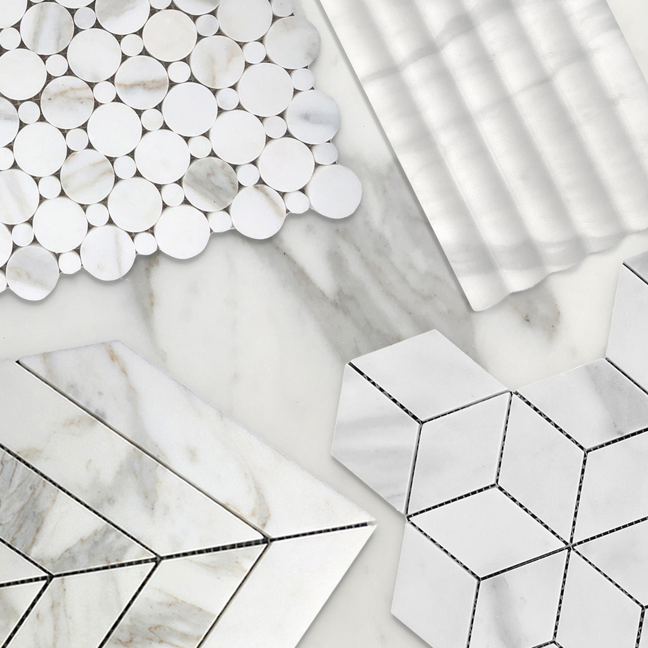 Calacatta Gold Italian Marble 6x24 Flute 3D Dimensional Tile Polished