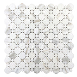 Calacatta Gold Italian Marble Penny Circles Mosaic Tile with Calacatta Circles Polished
