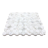 Calacatta Gold Italian Marble Penny Circles Mosaic Tile with Calacatta Circles Honed