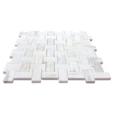 Calacatta Gold Italian Marble Basketweave Mosaic Tile with Calacatta Oro Dots Polished