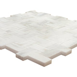 Calacatta Gold Italian Marble Basketweave Mosaic Tile with Calacatta Oro Dots Honed