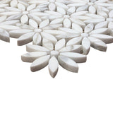 Calacatta Gold Italian Marble with Calacatta Gold Accent Daisy Flower Waterjet Mosaic Tile Honed