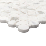 Calacatta Gold Italian Marble Penny Circles Mosaic Tile with Calacatta Circles Polished