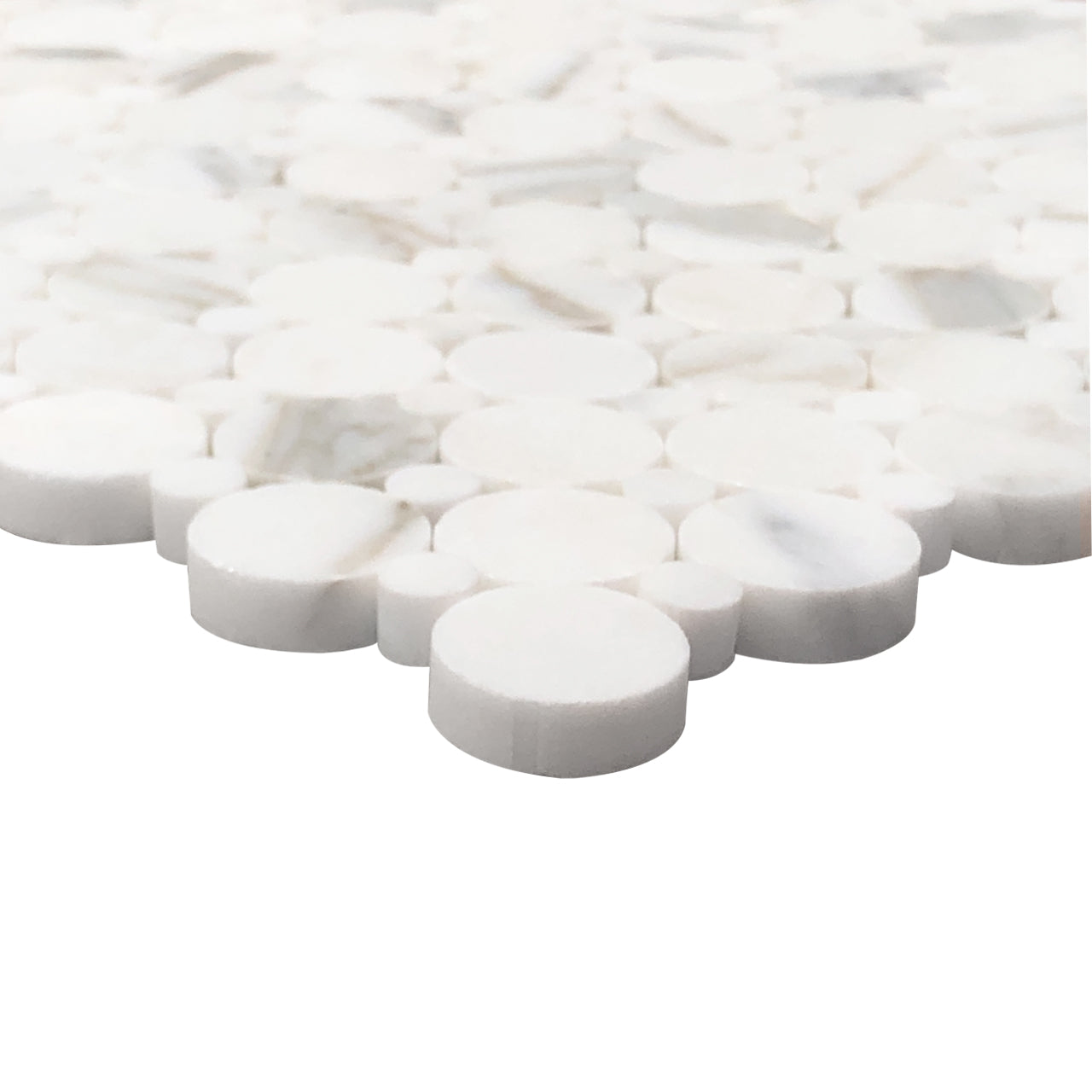 Calacatta Gold Italian Marble Penny Circles Mosaic Tile with Calacatta Circles Polished