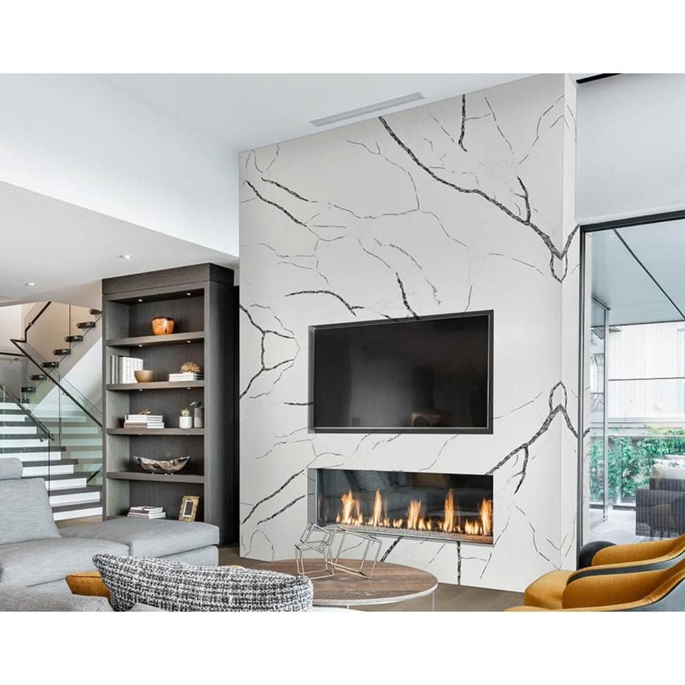 Calacatta Black Quartz Countertop Polished Slab Bookmatch 127 X 64