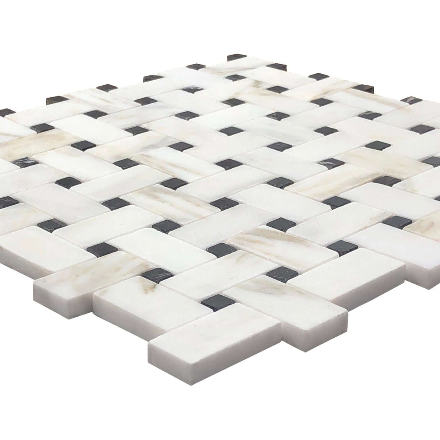 Calacatta Gold Noir Weave Mosaic Tile
