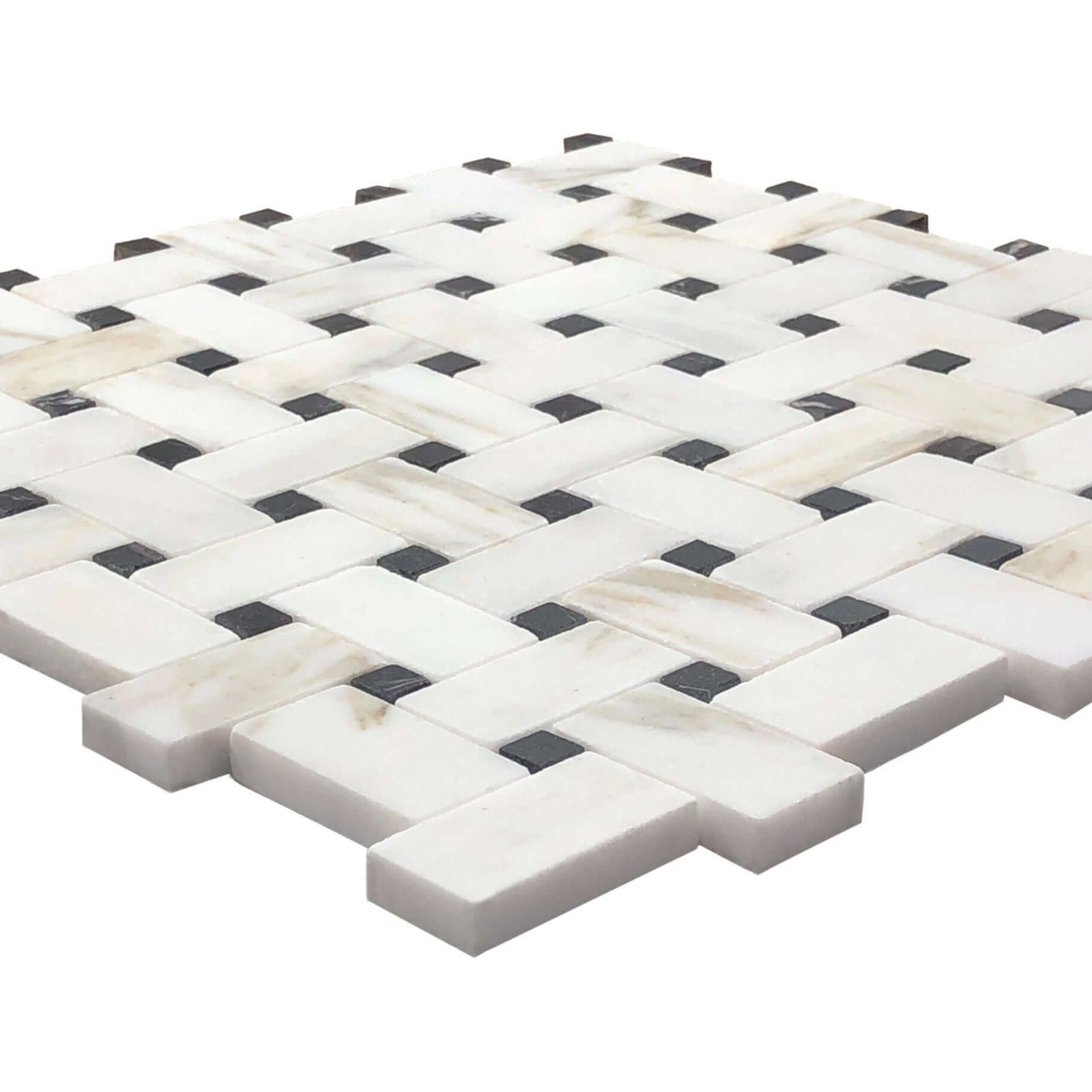 Calacatta Gold Noir Weave Mosaic Tile