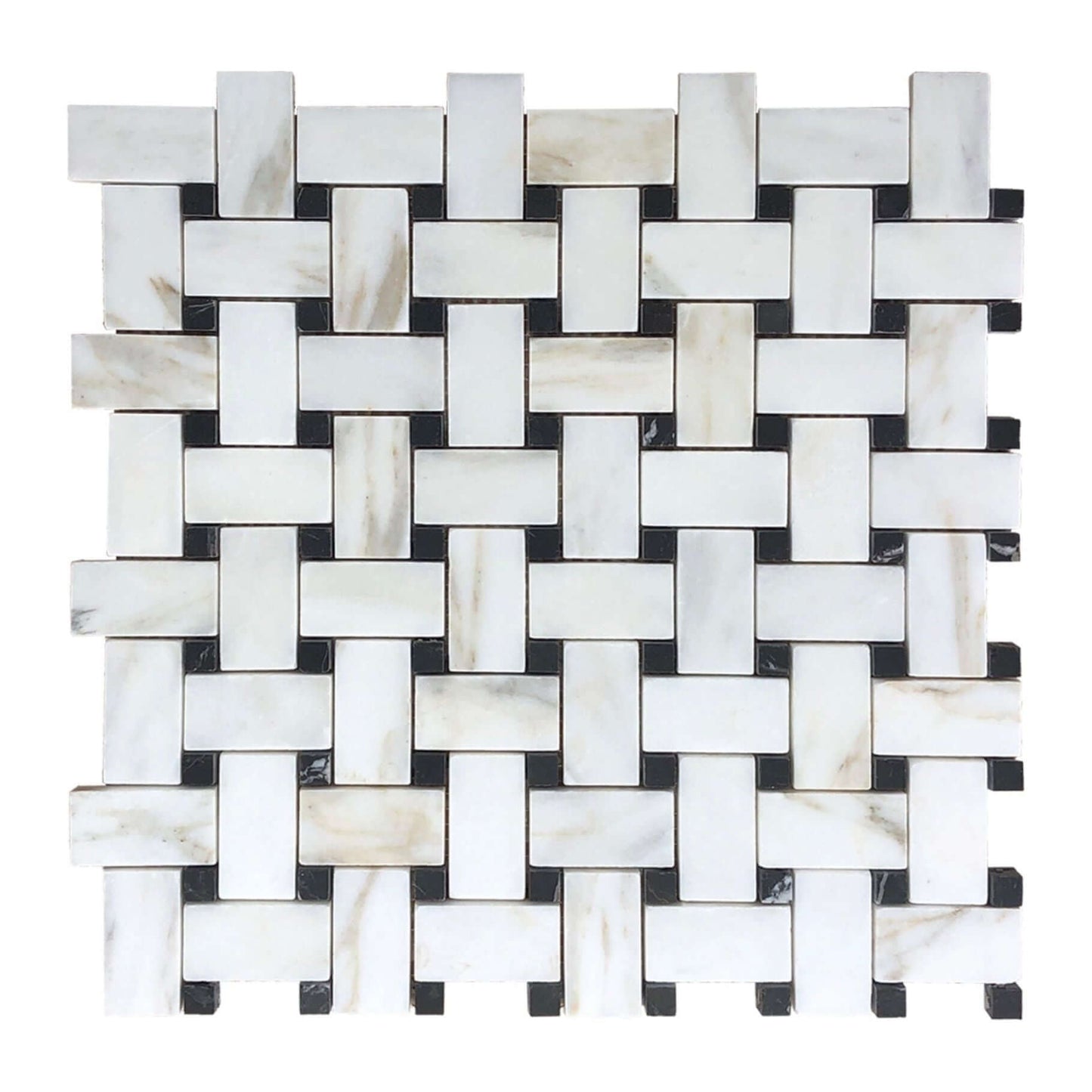 Calacatta Gold Noir Weave Mosaic Tile