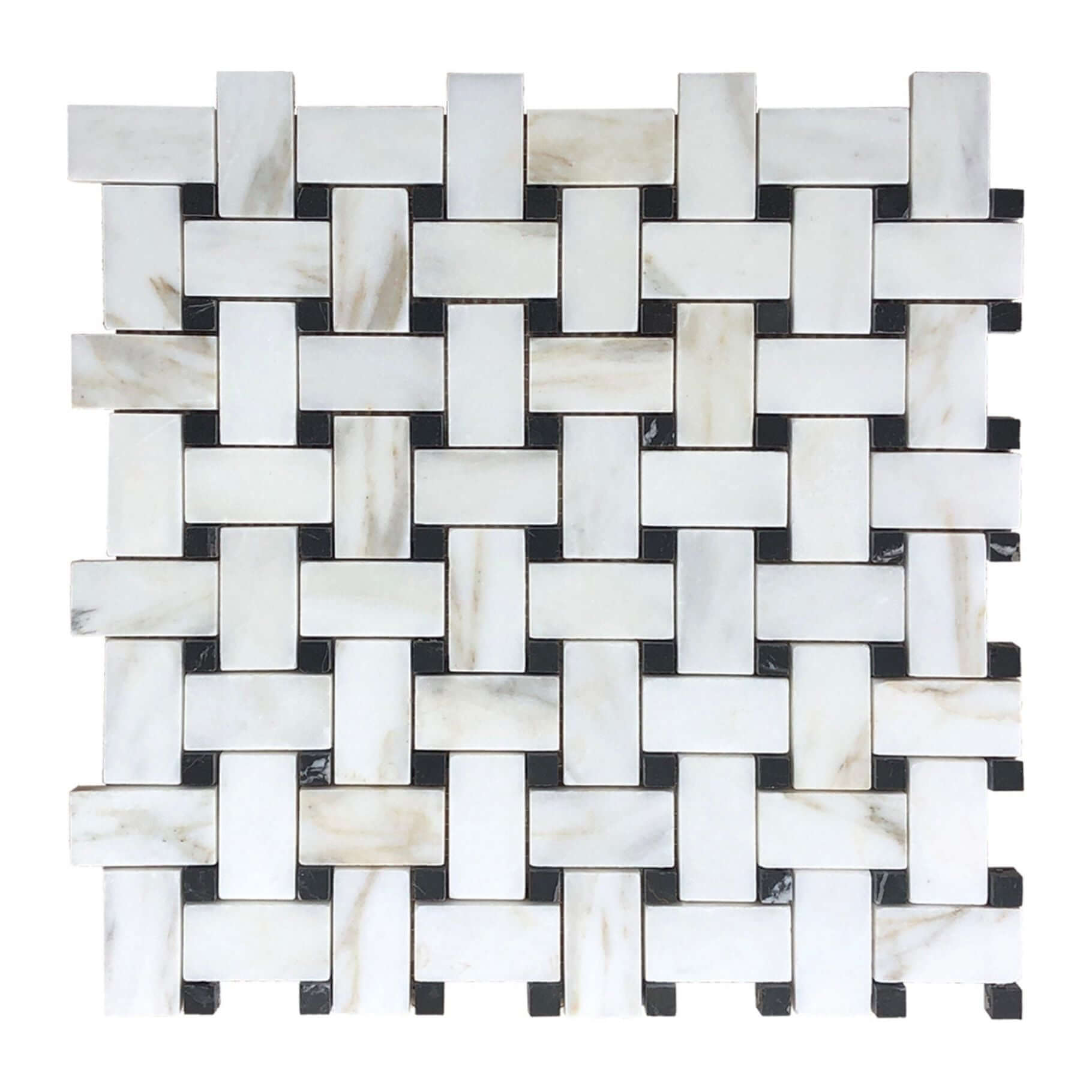 Calacatta Gold Noir Weave Mosaic Tile