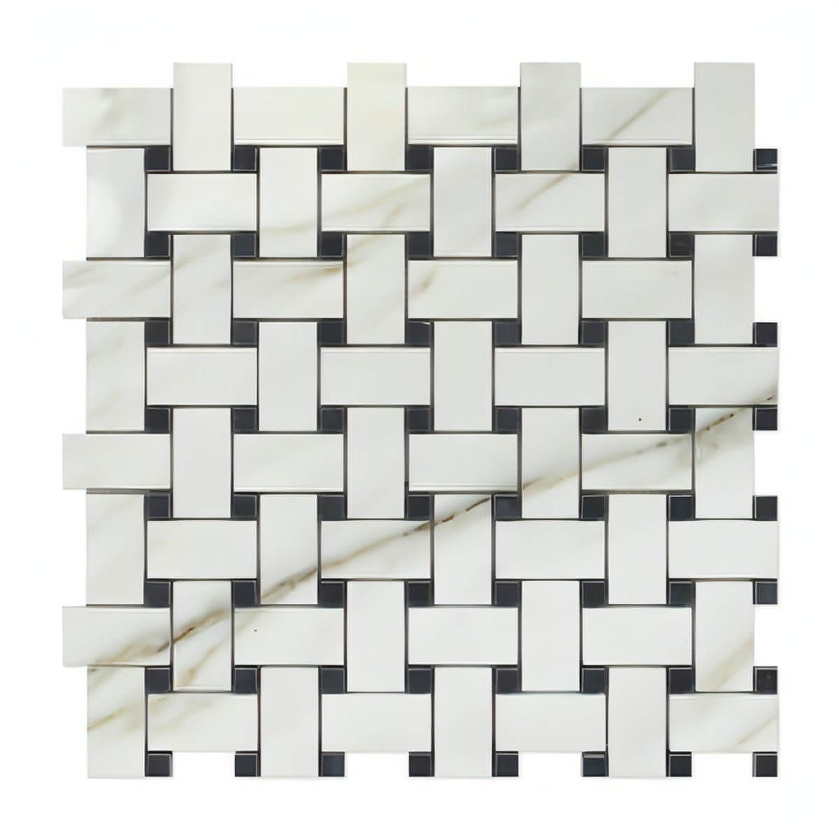 Calacatta Gold Noir Weave Mosaic Tile