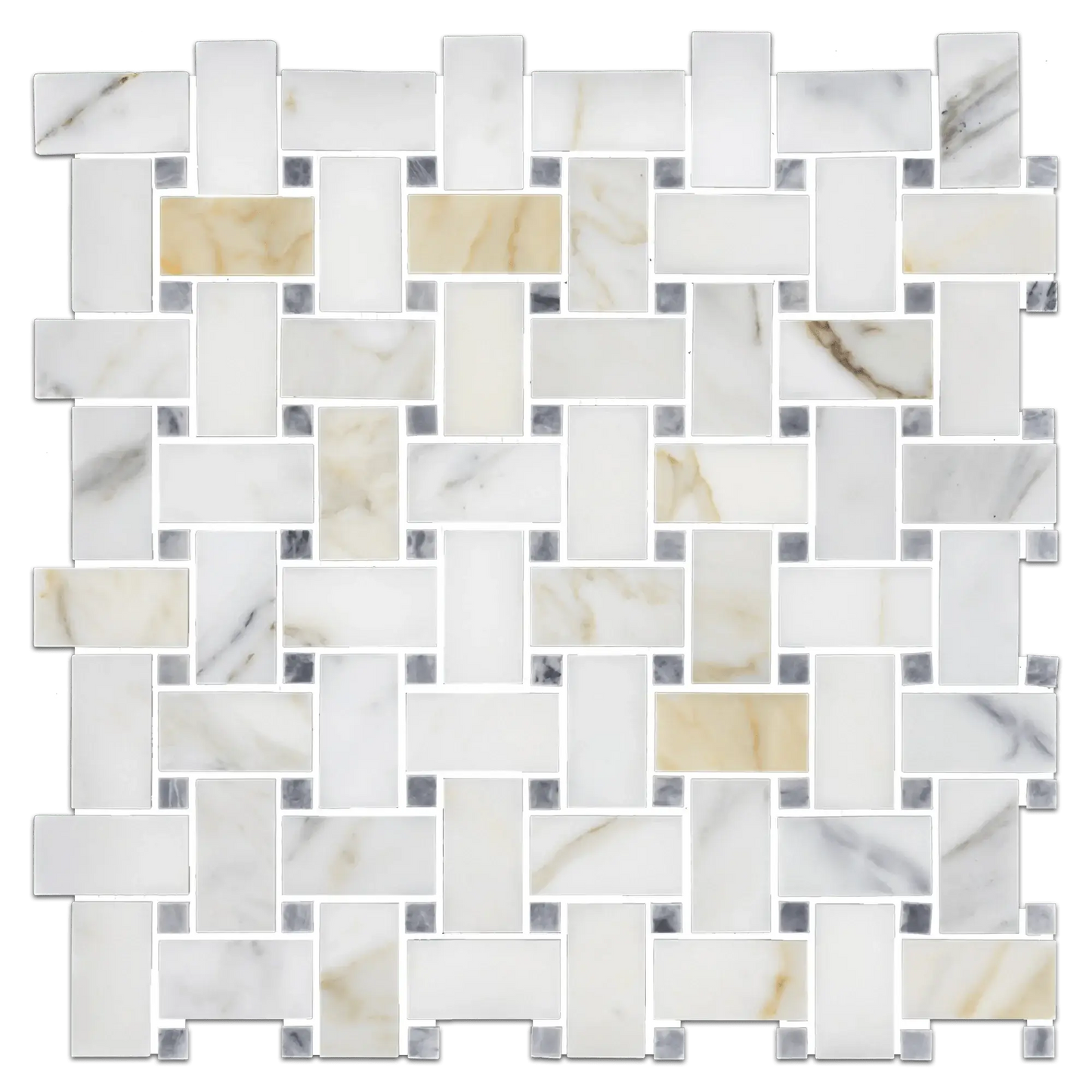 Calacatta Gold Bardiglio Basketweave Mosaic Tile