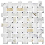 Calacatta Gold Bardiglio Basketweave Mosaic Tile