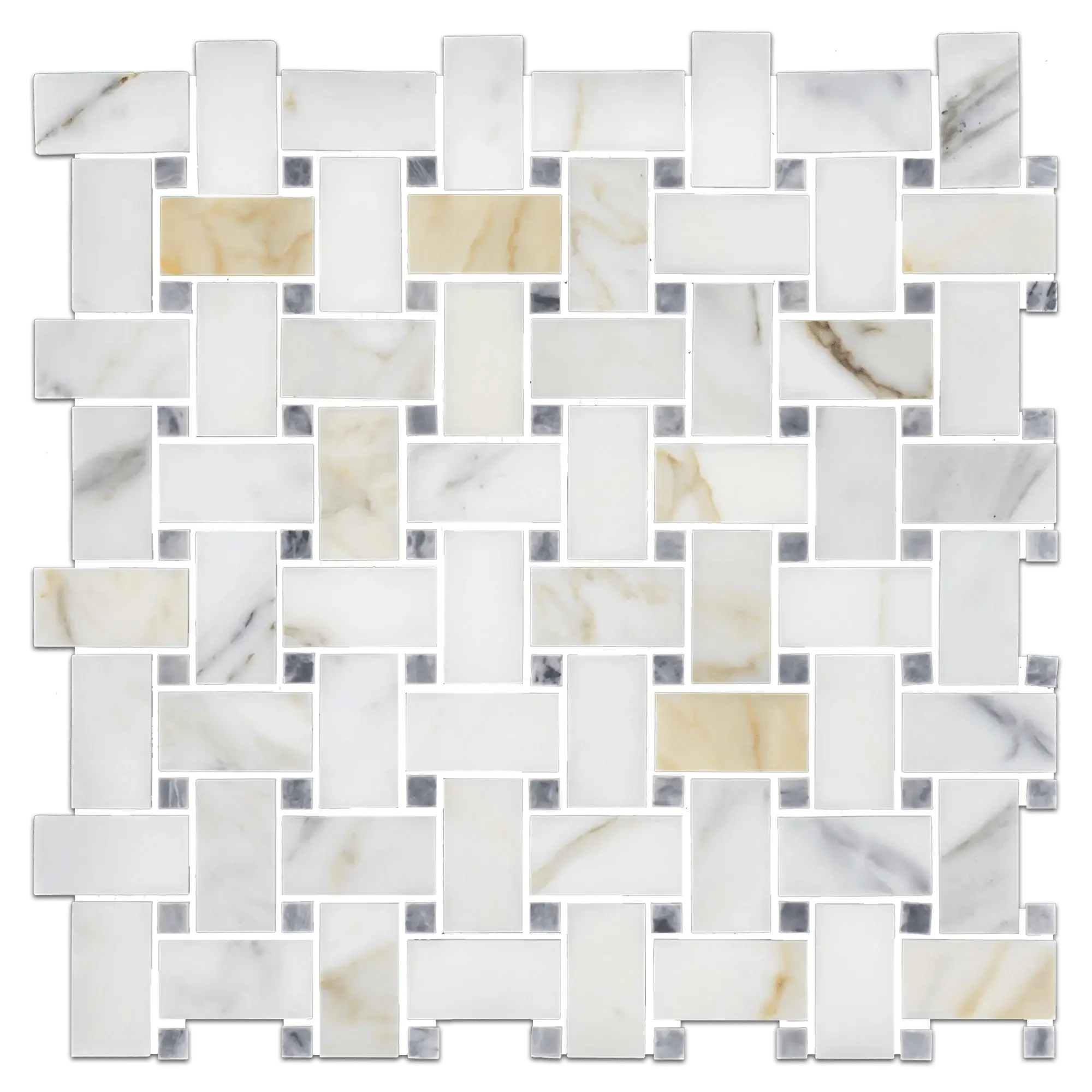 Calacatta Gold Bardiglio Basketweave Mosaic Tile