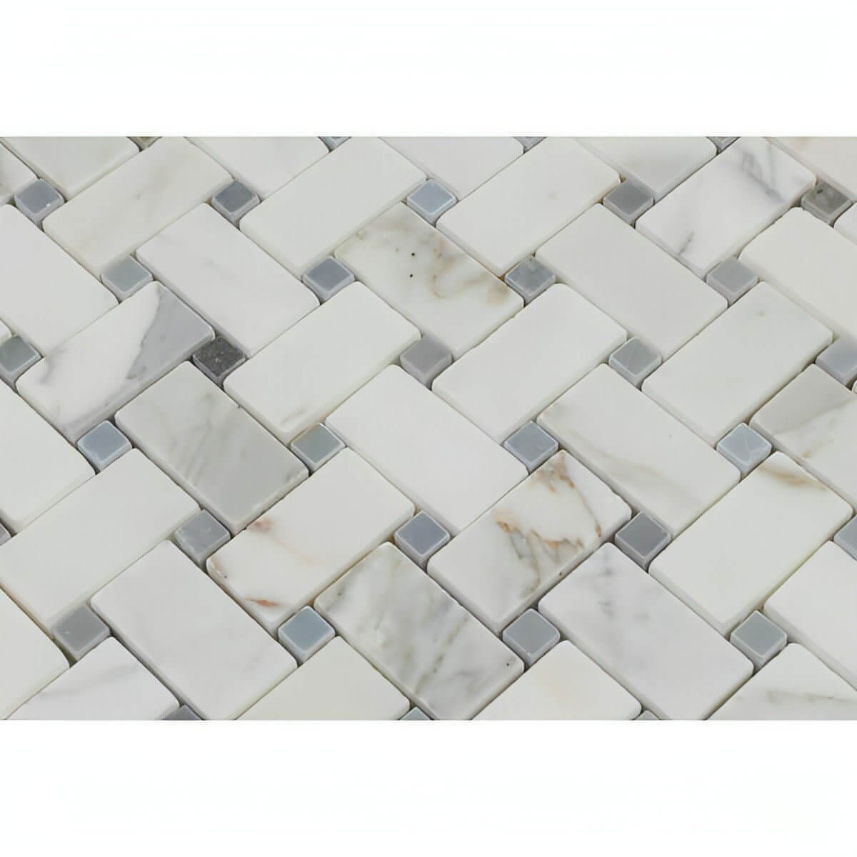 Calacatta Gold Bardiglio Basketweave Mosaic Tile
