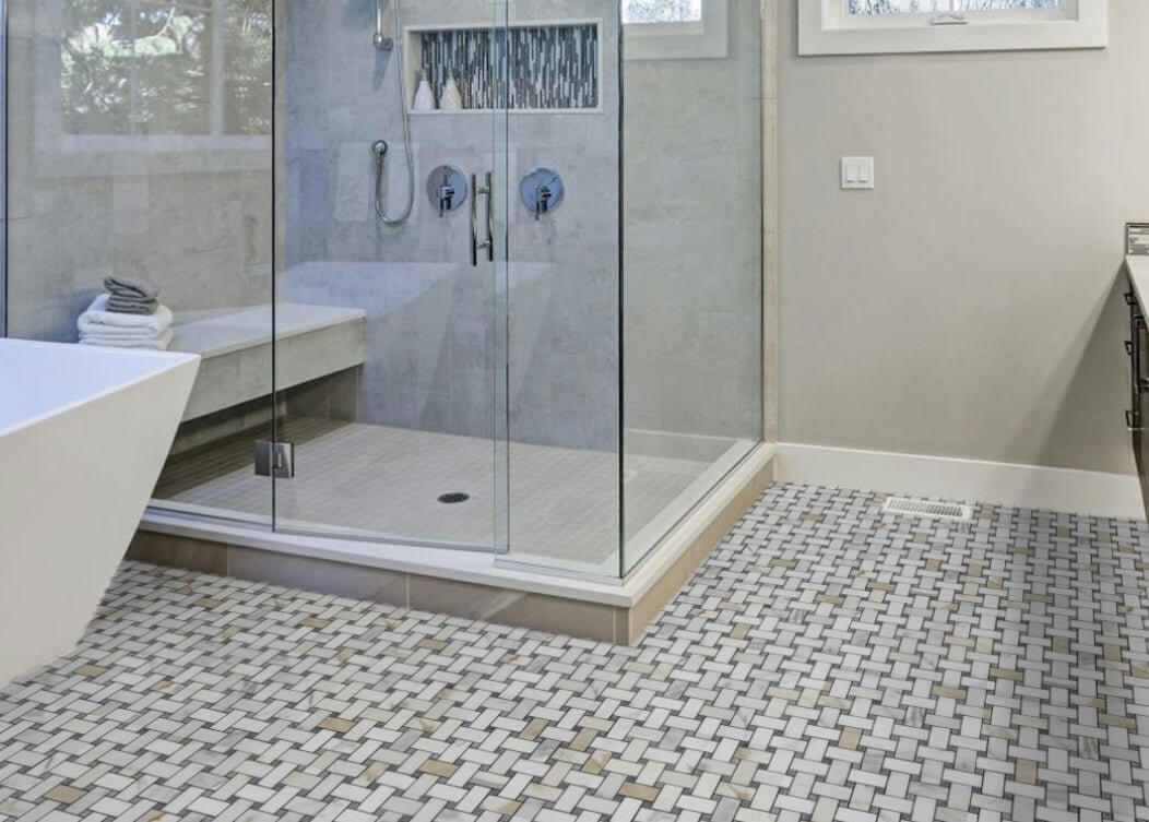 Calacatta Gold Bardiglio Basketweave Mosaic Tile