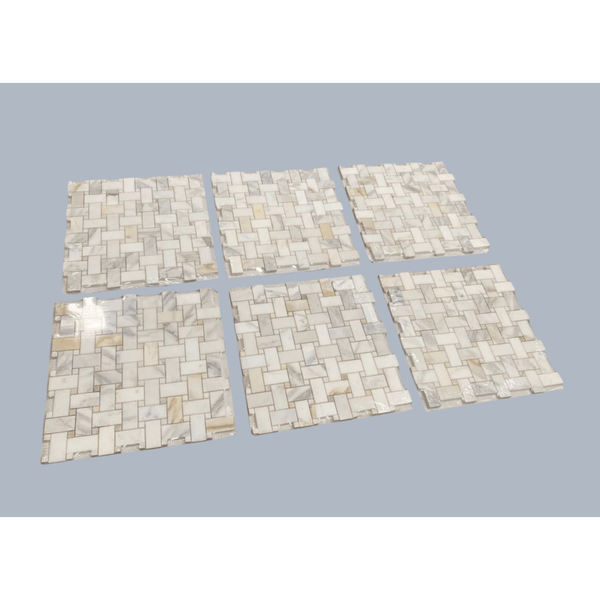 Calacatta Gold Dot Basketweave Mosaic Italiano
