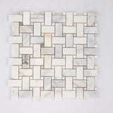 Calacatta Gold Dot Basketweave Mosaic Italiano