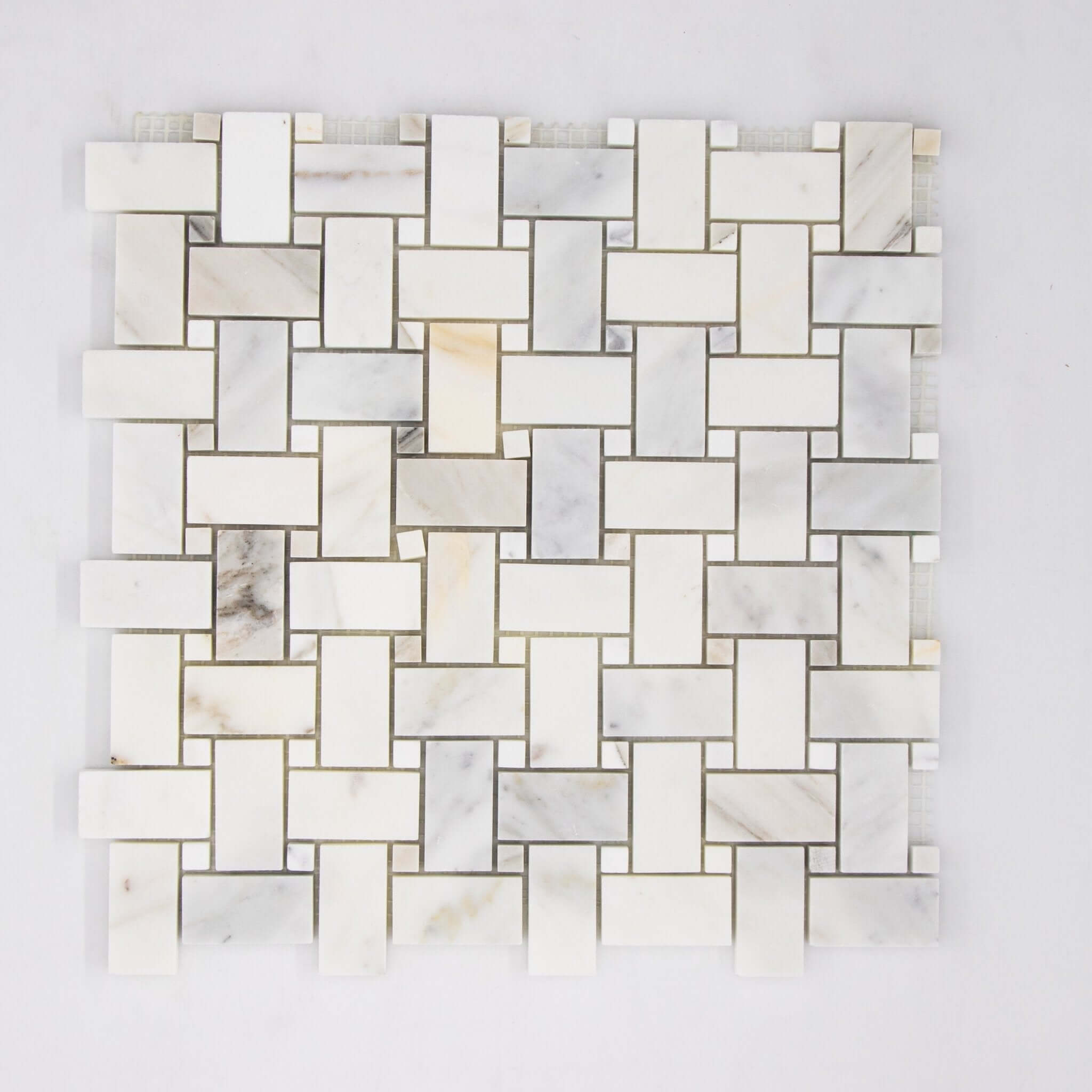 Calacatta Gold Dot Basketweave Mosaic Italiano