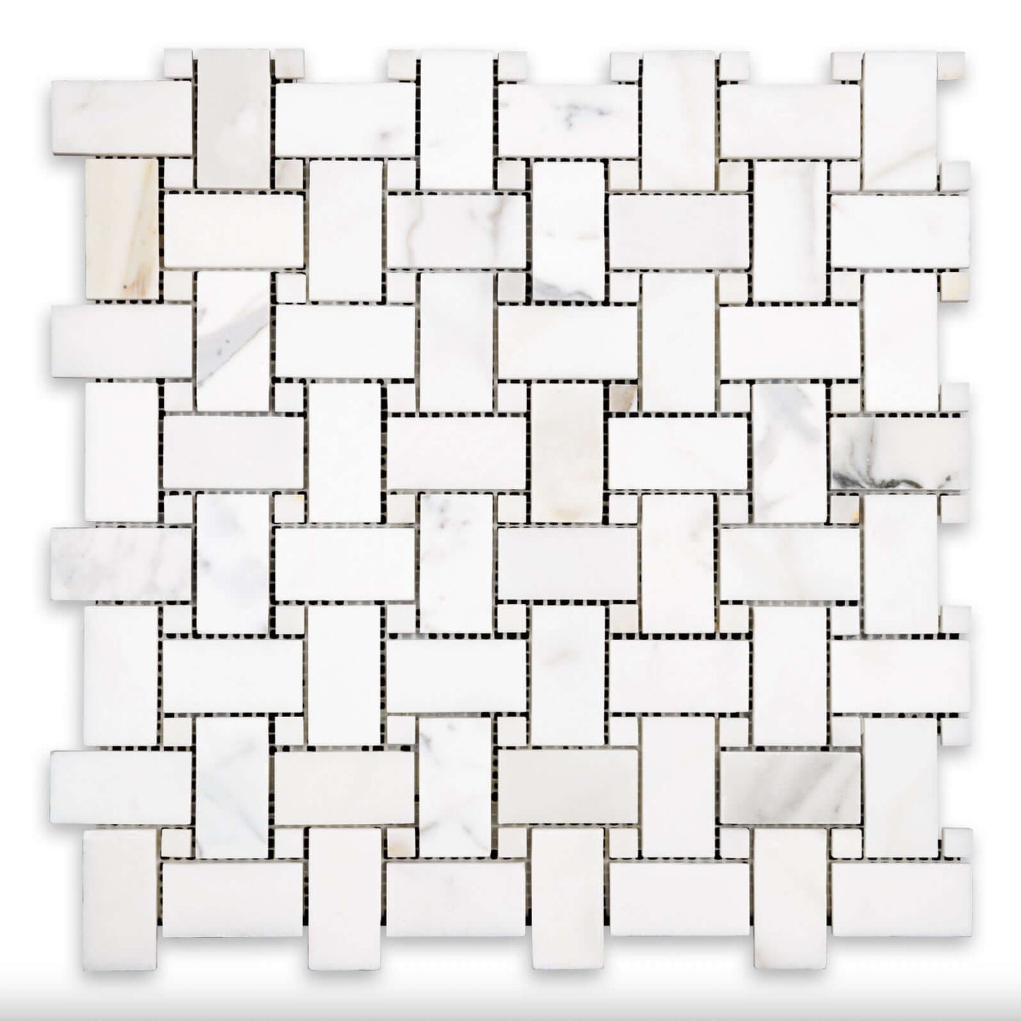 Calacatta Gold Dot Basketweave Mosaic Italiano