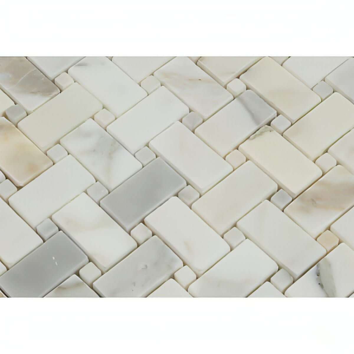 Calacatta Gold Dot Basketweave Mosaic Italiano