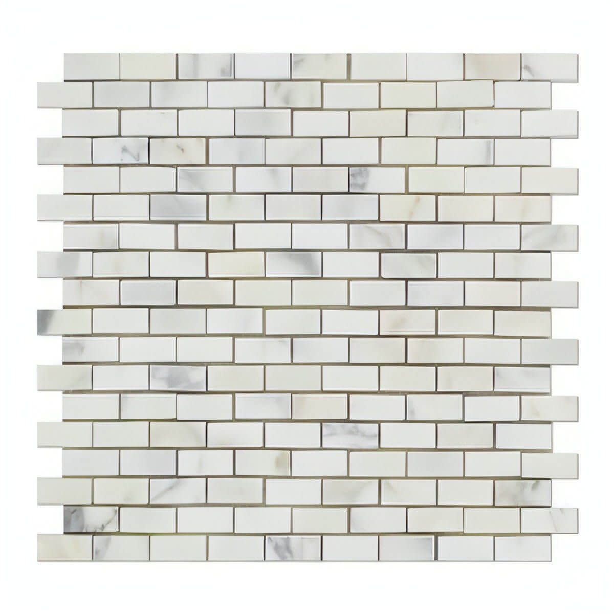 Calacatta Gold Marble Honed Baby Brick Mosaic Tile
