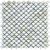 Calacatta Gold Marble Honed Fish Scale / Fan Mosaic Tile