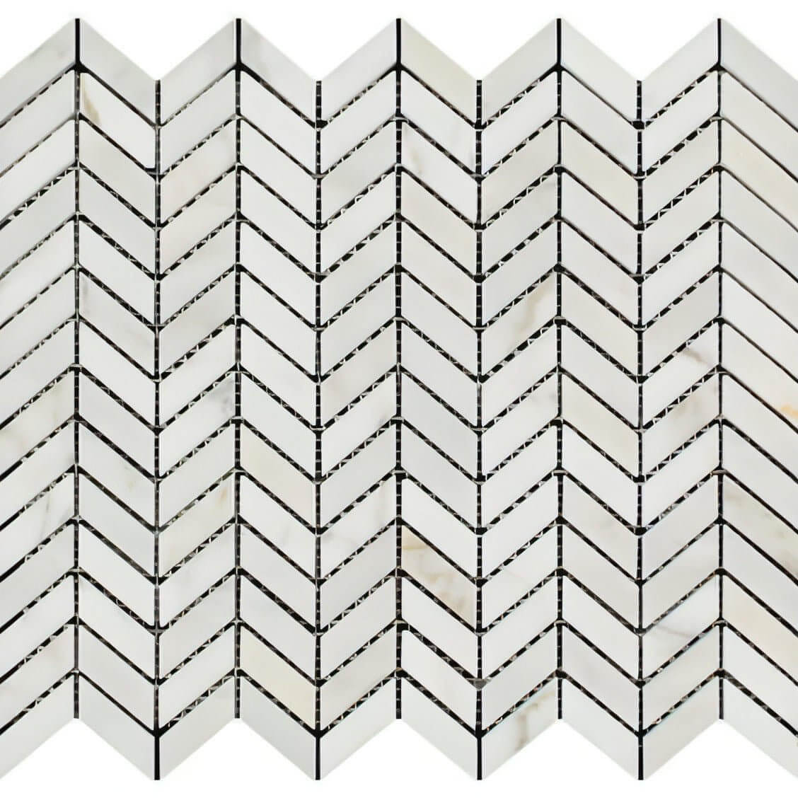 Calacatta Gold Marble Honed Mini Chevron Mosaic Italian Marble