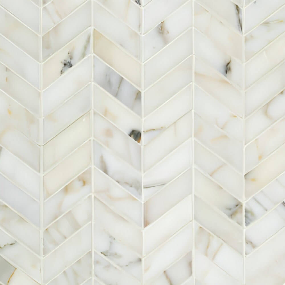 Calacatta Gold Marble Honed Mini Chevron Mosaic Italian Marble