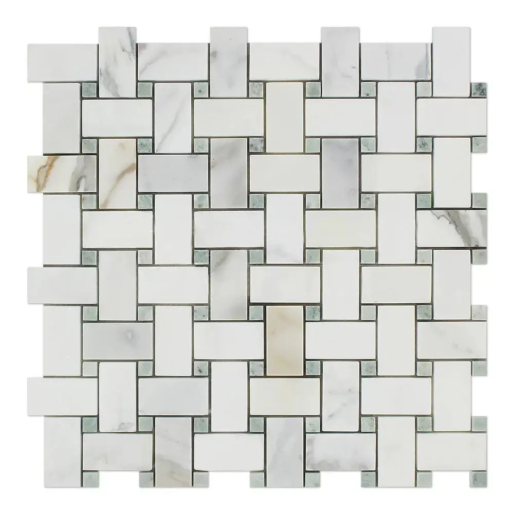 Calacatta Green CalaVerde Basketweave Mosaic Tile