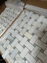 Calacatta Green CalaVerde Basketweave Mosaic Tile