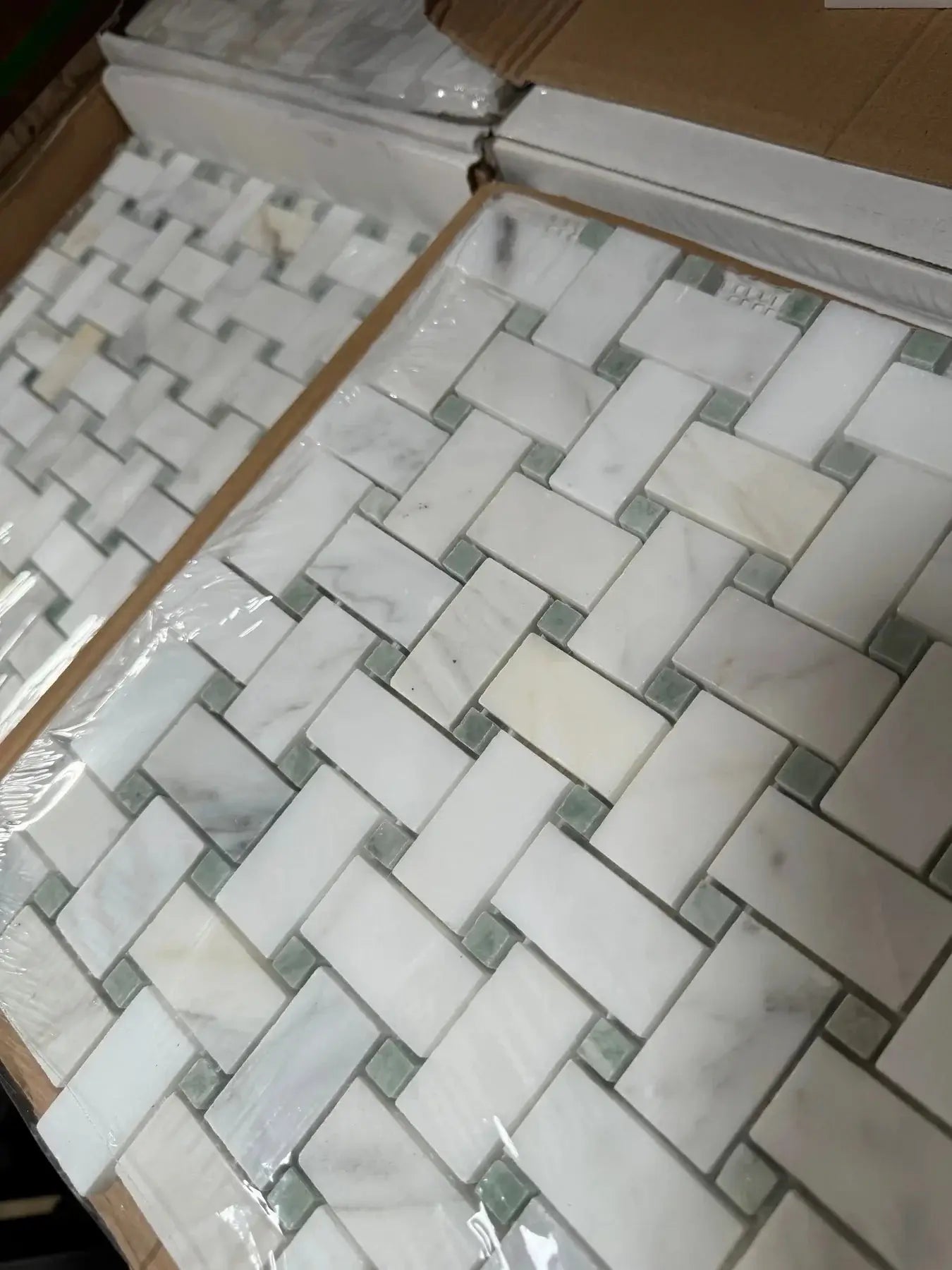 Calacatta Green CalaVerde Basketweave Mosaic Tile