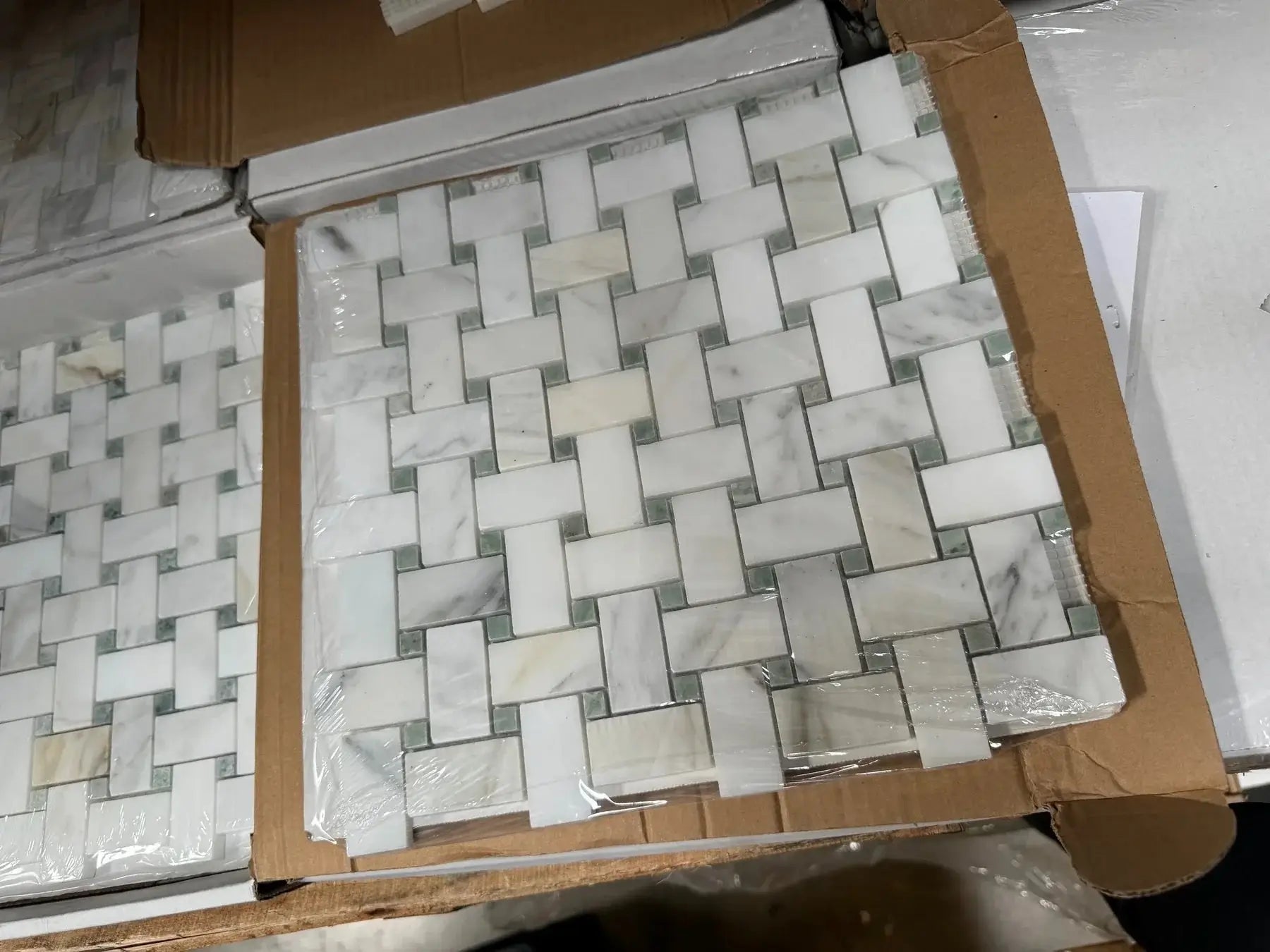 Calacatta Green CalaVerde Basketweave Mosaic Tile
