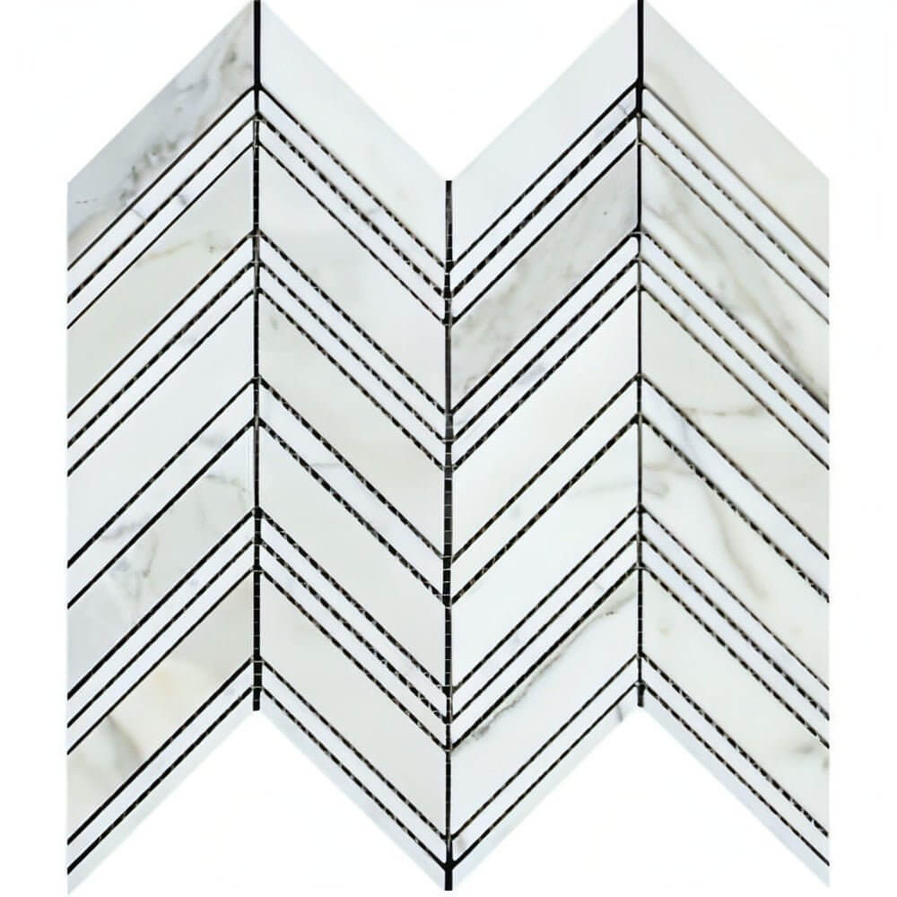 Calacatta Gold Marble Large Chevron Mosaic Tile