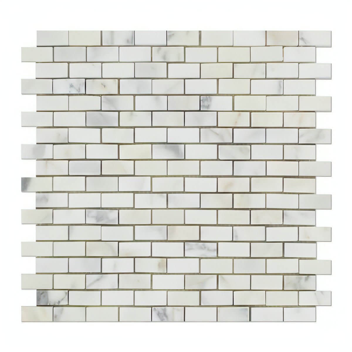 Calacatta Gold Marble Polished Baby Brick Mosaic Tile