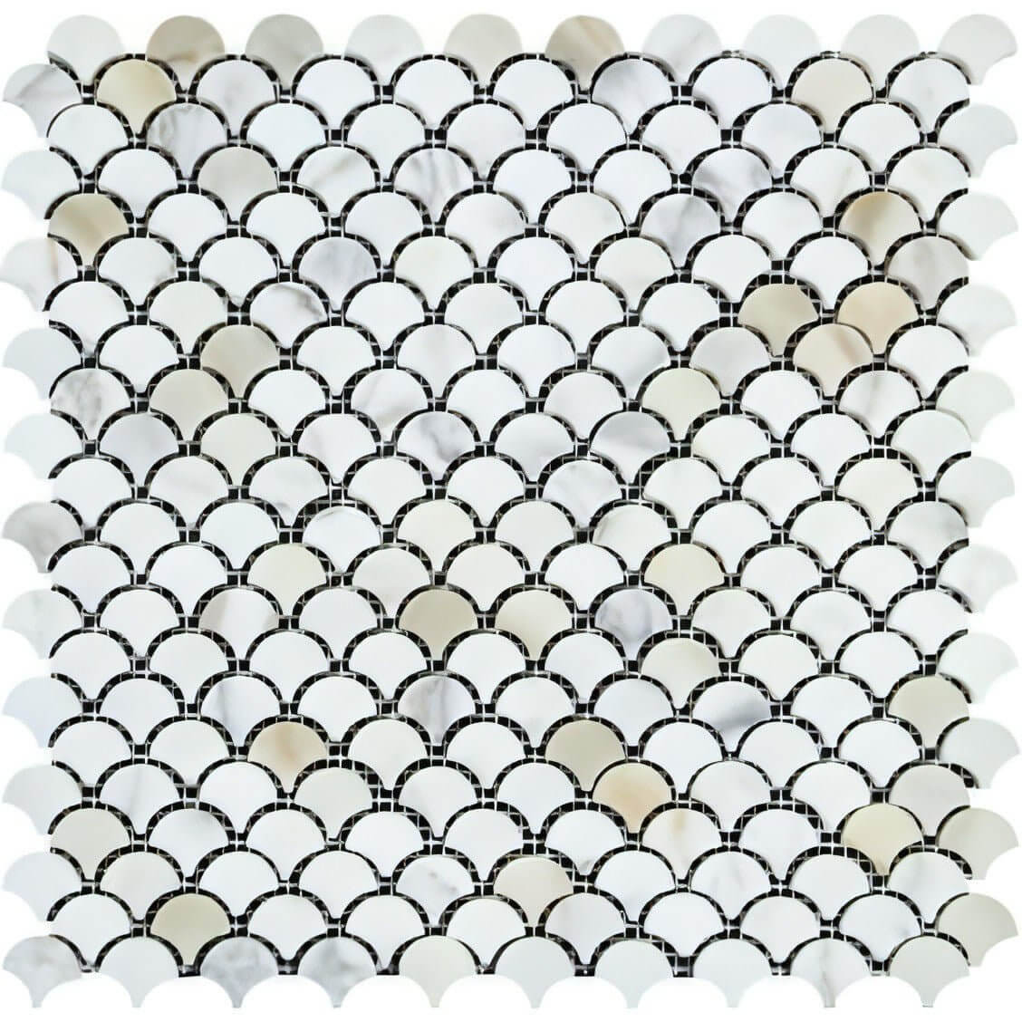 Calacatta Gold Marble Polished Fish Scale / Fan Mosaic Tile