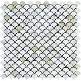 Calacatta Gold Marble Polished Fish Scale / Fan Mosaic Tile