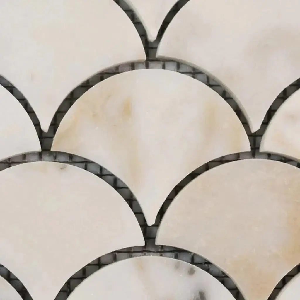 Calacatta Gold Marble Polished Fish Scale / Fan Mosaic Tile