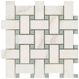 Jumbo Calacatta Green CalaVerde Large Basketweave Marble Mosaic