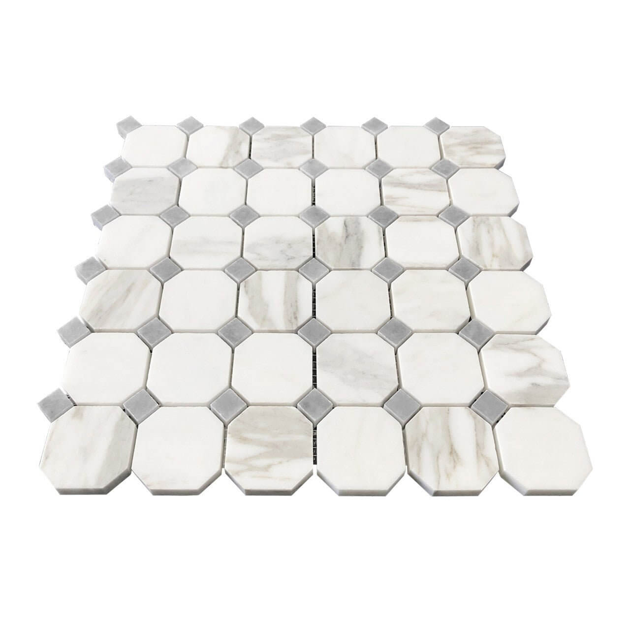 Tuscan Calacatta Bardiglio Italiano Octagon Mosaic Tile