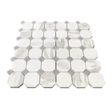 Tuscan Calacatta Bardiglio Italiano Octagon Mosaic Tile