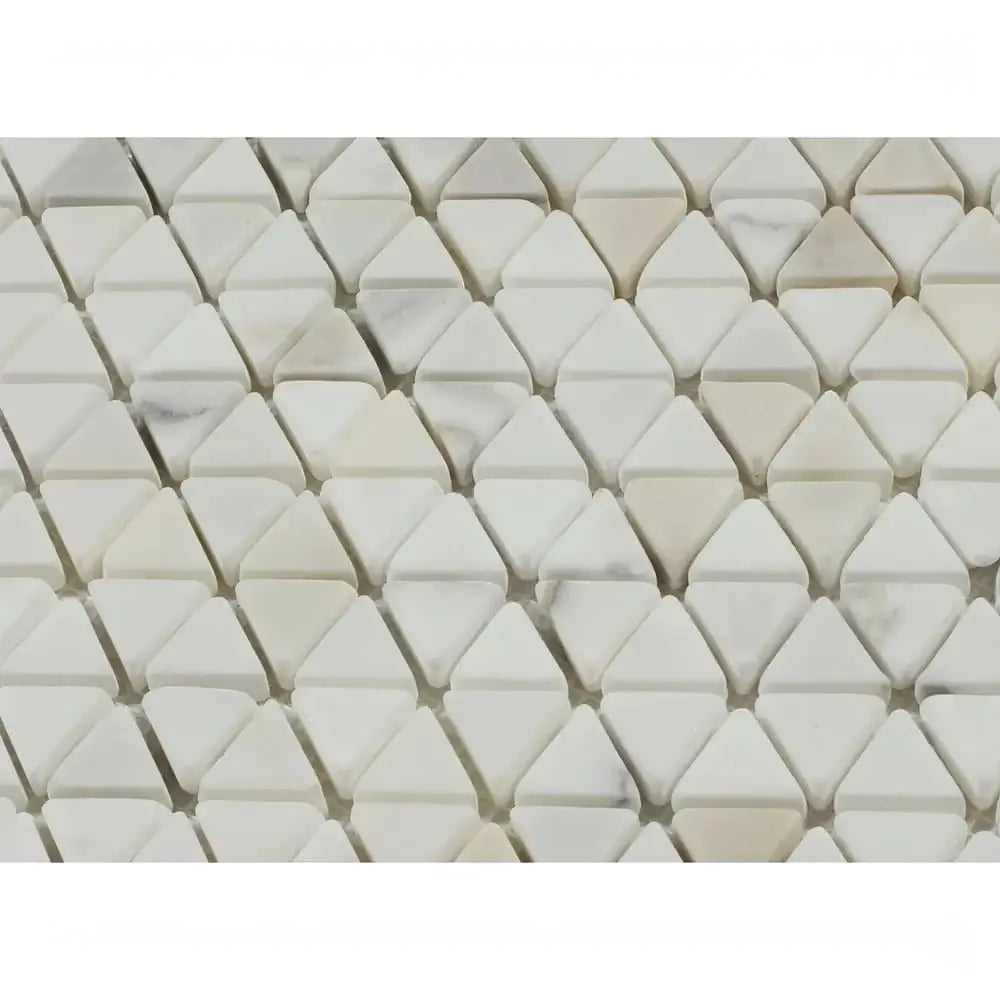 Calacatta Gold Tumbled Triangle / Prism Marble Mosaic Tile