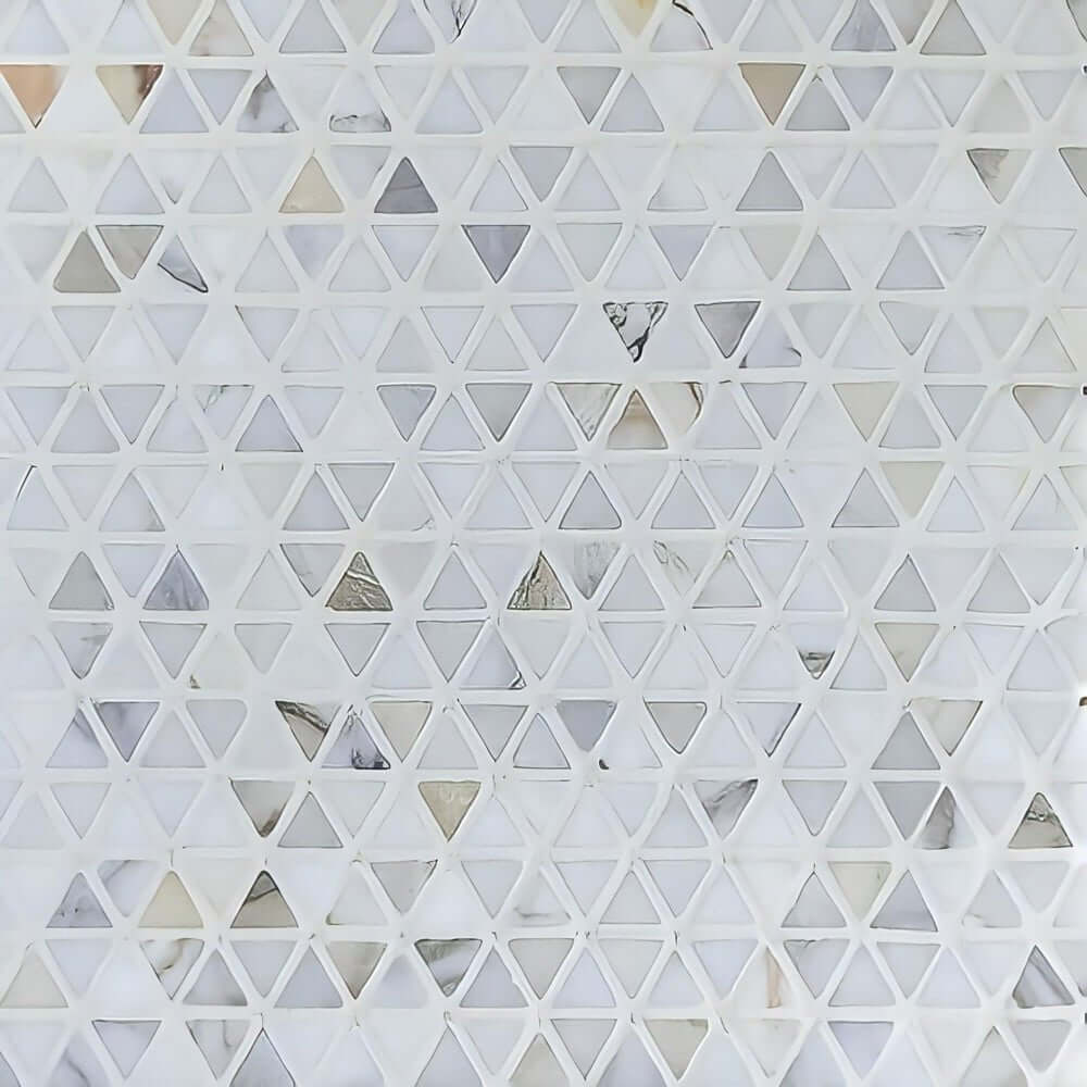 Calacatta Gold Tumbled Triangle / Prism Marble Mosaic Tile