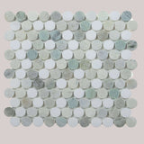 Calacatta Green CalaVerde Honed Penny Round Marble Mosaic 11 x 11.75