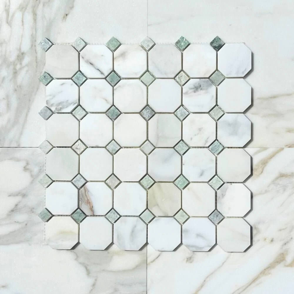 Calacatta Green Octagon CalaVerde Mosaic Tile