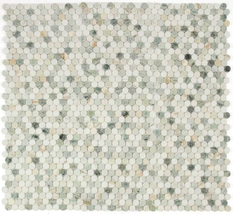 Calacatta Green Penny Round CalaVerde Polished 11 x 11.75
