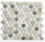 Calacatta Green Penny Round CalaVerde Polished 11 x 11.75